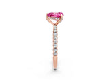 Rose gold Heart Cut Diamond Solitaire Ring with Four-Prong Setting and Pavé Band_2