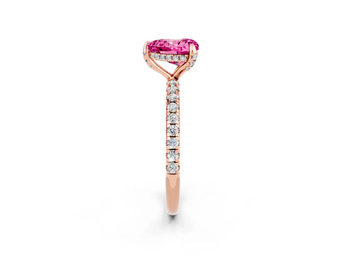 Rose gold Heart Cut Diamond Solitaire Ring with Four-Prong Setting and Pavé Band_2
