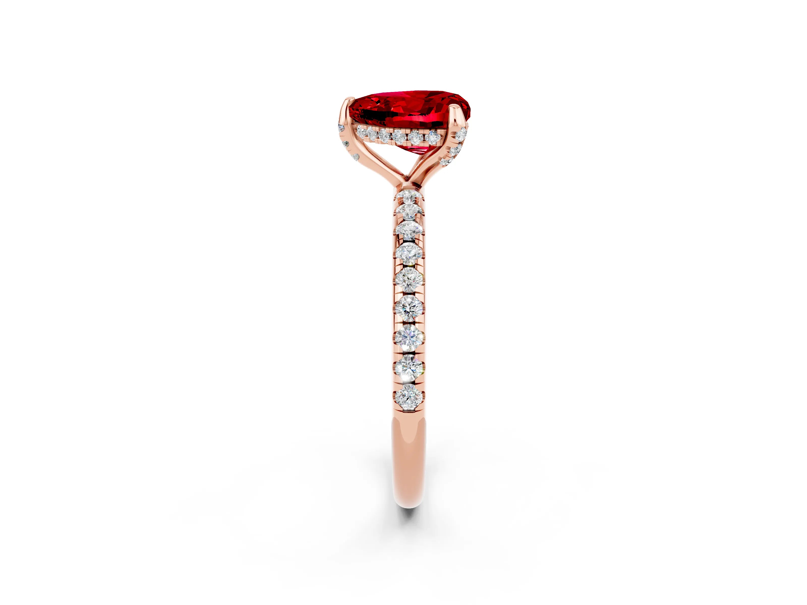 Rose gold Heart Cut Diamond Solitaire Ring with Four-Prong Setting and Pavé Band_2