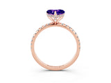 Rose gold Heart Cut Diamond Solitaire Ring with Four-Prong Setting and Pavé Band_3