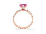Rose gold Heart Cut Diamond Solitaire Ring with Four-Prong Setting and Pavé Band_3