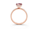 Rose gold Heart Cut Diamond Solitaire Ring with Four-Prong Setting and Pavé Band_3