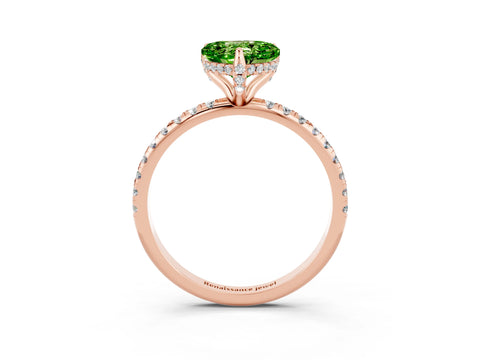 Rose gold Heart Cut Diamond Solitaire Ring with Four-Prong Setting and Pavé Band_3
