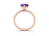 Rose gold Heart Cut Diamond Solitaire Ring with Four-Prong Setting and Pavé Band_3