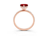 Rose gold Heart Cut Diamond Solitaire Ring with Four-Prong Setting and Pavé Band_3