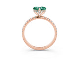 Rose gold Heart Cut Diamond Solitaire Ring with Four-Prong Setting and Pavé Band_3