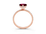 Rose gold Heart Cut Diamond Solitaire Ring with Four-Prong Setting and Pavé Band_3