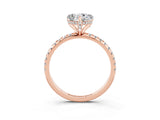 Rose gold Heart Cut Diamond Solitaire Ring with Four-Prong Setting and Pavé Band_3