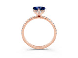 Rose gold Heart Cut Diamond Solitaire Ring with Four-Prong Setting and Pavé Band_3