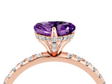 Rose gold Heart Cut Diamond Solitaire Ring with Four-Prong Setting and Pavé Band_4
