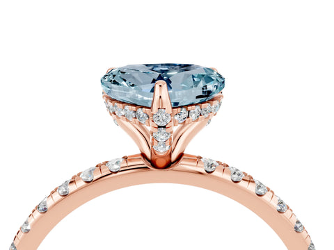 Rose gold Heart Cut Diamond Solitaire Ring with Four-Prong Setting and Pavé Band_4