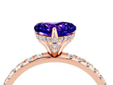 Rose gold Heart Cut Diamond Solitaire Ring with Four-Prong Setting and Pavé Band_4
