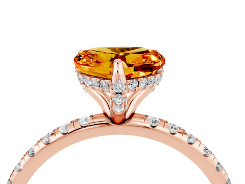 Rose gold Heart Cut Diamond Solitaire Ring with Four-Prong Setting and Pavé Band_4