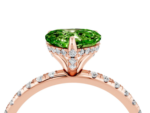 Rose gold Heart Cut Diamond Solitaire Ring with Four-Prong Setting and Pavé Band_4