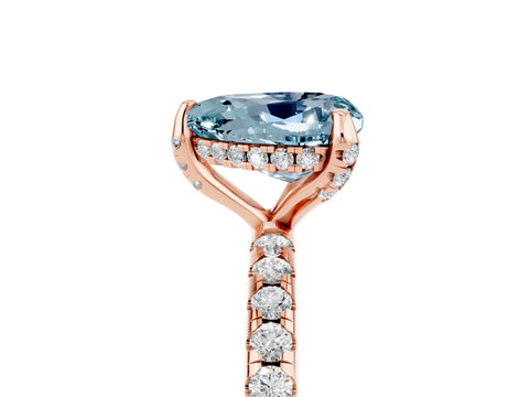 Rose gold Heart Cut Diamond Solitaire Ring with Four-Prong Setting and Pavé Band_5