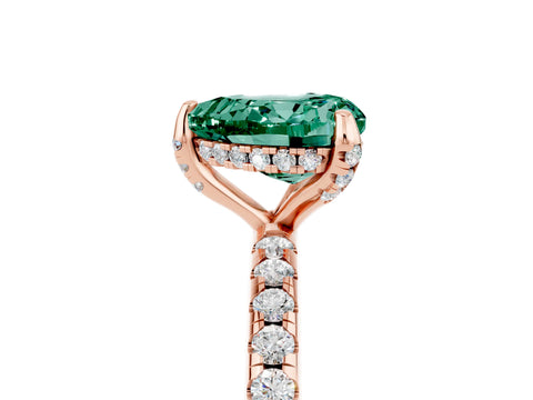 Rose gold Heart Cut Diamond Solitaire Ring with Four-Prong Setting and Pavé Band_5