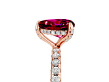 Rose gold Heart Cut Diamond Solitaire Ring with Four-Prong Setting and Pavé Band_5