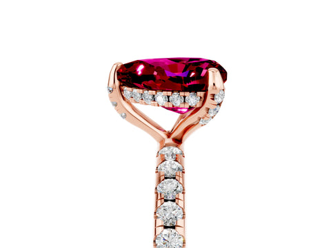 Rose gold Heart Cut Diamond Solitaire Ring with Four-Prong Setting and Pavé Band_5