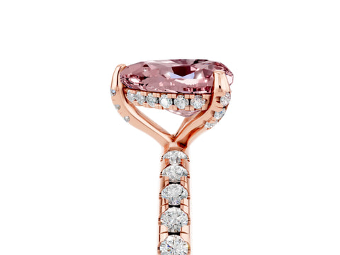 Rose gold Heart Cut Diamond Solitaire Ring with Four-Prong Setting and Pavé Band_5