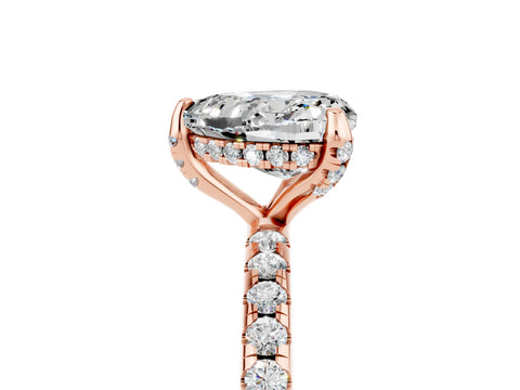 Rose gold Heart Cut Diamond Solitaire Ring with Four-Prong Setting and Pavé Band_5