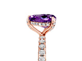 Rose gold Heart Cut Diamond Solitaire Ring with Four-Prong Setting and Pavé Band_5