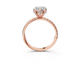 Rose gold Heart Cut Diamond Solitaire Ring with Four-Prong Setting and Pavé Band_6