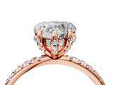 Rose gold Heart Cut Diamond Solitaire Ring with Four-Prong Setting and Pavé Band_7