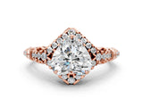 Rose gold Heart Cut Diamond Solitaire Ring with Hidden Halo and Pavé Band_27