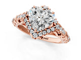 Rose gold Heart Cut Diamond Solitaire Ring with Hidden Halo and Pavé Band_28
