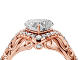 Rose gold Heart Cut Diamond Solitaire Ring with Hidden Halo and Pavé Band_31