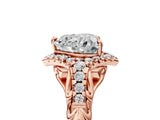 Rose gold Heart Cut Diamond Solitaire Ring with Hidden Halo and Pavé Band_32
