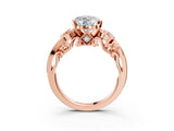 Rose gold Heart Cut Diamond Solitaire Ring with Milgrain Pavé Band and Four-Prong Setting_193