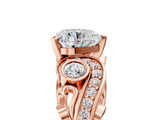 Rose gold Heart Cut Diamond Solitaire Ring with Milgrain Pavé Band and Four-Prong Setting_195