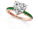 Rose gold Heart Cut Diamond Solitaire Ring with Pavé Band and Four-Prong Setting_1