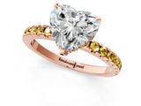 Rose gold Heart Cut Diamond Solitaire Ring with Pavé Band and Four-Prong Setting_1