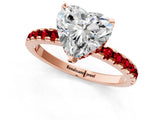 Rose gold Heart Cut Diamond Solitaire Ring with Pavé Band and Four-Prong Setting_1