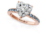 Rose gold Heart Cut Diamond Solitaire Ring with Pavé Band and Four-Prong Setting_1