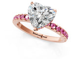 Rose gold Heart Cut Diamond Solitaire Ring with Pavé Band and Four-Prong Setting_1