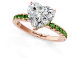 Rose gold Heart Cut Diamond Solitaire Ring with Pavé Band and Four-Prong Setting_1