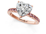 Rose gold Heart Cut Diamond Solitaire Ring with Pavé Band and Four-Prong Setting_1