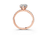 Rose gold Heart Cut Diamond Solitaire Ring with Pavé Band and Four-Prong Setting_202