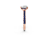 Rose gold Heart Cut Diamond Solitaire Ring with Pavé Band and Four-Prong Setting_2
