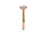 Rose gold Heart Cut Diamond Solitaire Ring with Pavé Band and Four-Prong Setting_2