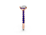 Rose gold Heart Cut Diamond Solitaire Ring with Pavé Band and Four-Prong Setting_2
