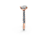 Rose gold Heart Cut Diamond Solitaire Ring with Pavé Band and Four-Prong Setting_2