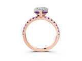 Rose gold Heart Cut Diamond Solitaire Ring with Pavé Band and Four-Prong Setting_3