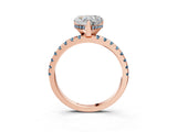 Rose gold Heart Cut Diamond Solitaire Ring with Pavé Band and Four-Prong Setting_3