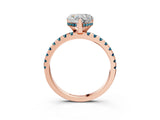 Rose gold Heart Cut Diamond Solitaire Ring with Pavé Band and Four-Prong Setting_3