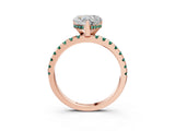 Rose gold Heart Cut Diamond Solitaire Ring with Pavé Band and Four-Prong Setting_3