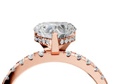 Rose gold Heart Cut Diamond Solitaire Ring with Pavé Band and Four-Prong Setting_4
